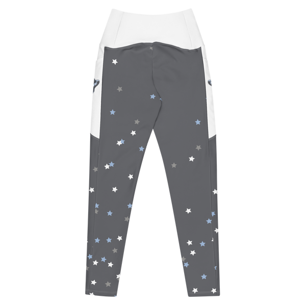 Gray Caviar Crossover leggings with pockets
