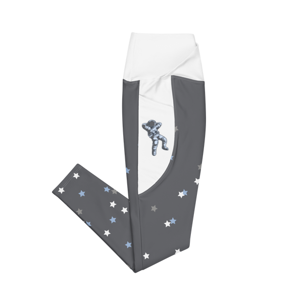 Gray Caviar Crossover leggings with pockets