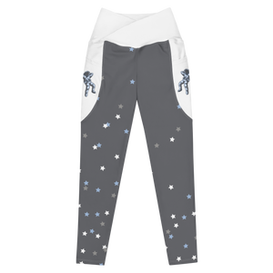 Gray Caviar Crossover leggings with pockets