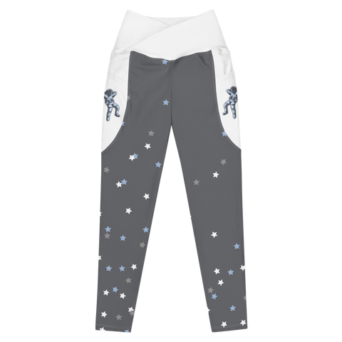 Gray Caviar Crossover leggings with pockets
